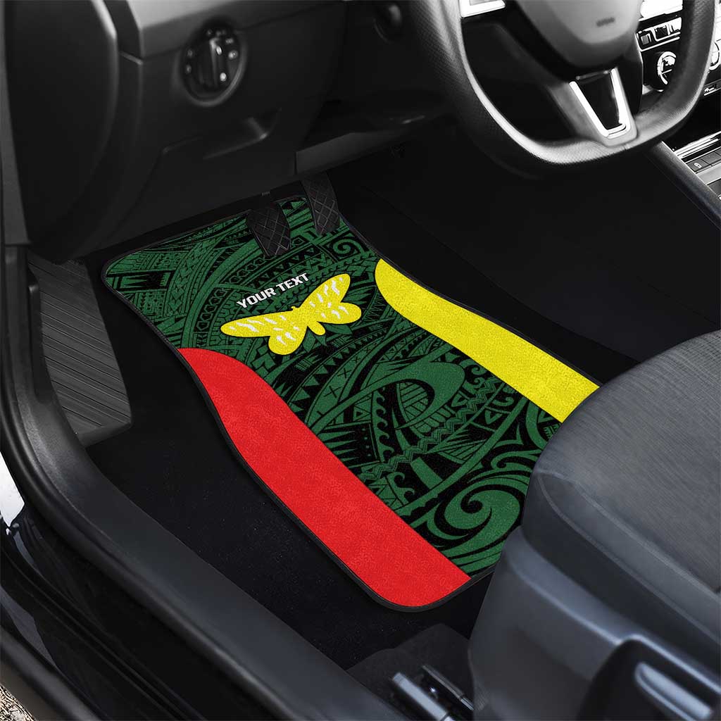 Personalised PNG Oro Province Car Mats Bird of Paradise Tattoo Flag Motif - Polynesian Pride