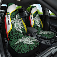 Personalised PNG Oro Province Car Seat Cover Bird of Paradise Tattoo Flag Motif LT9 One Size Green - Polynesian Pride