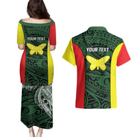 Personalised PNG Oro Province Couples Matching Puletasi and Hawaiian Shirt Bird of Paradise Tattoo Flag Motif - Polynesian Pride