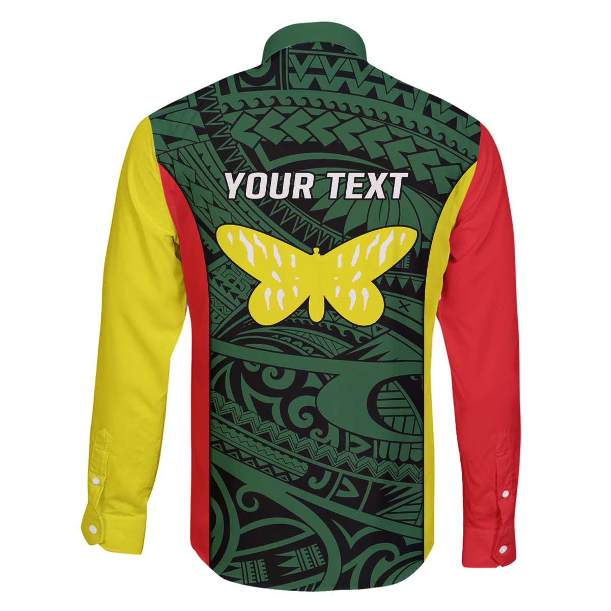 Personalised PNG Oro Province Family Matching Off The Shoulder Long Sleeve Dress and Hawaiian Shirt Bird of Paradise Tattoo Flag Motif - Polynesian Pride