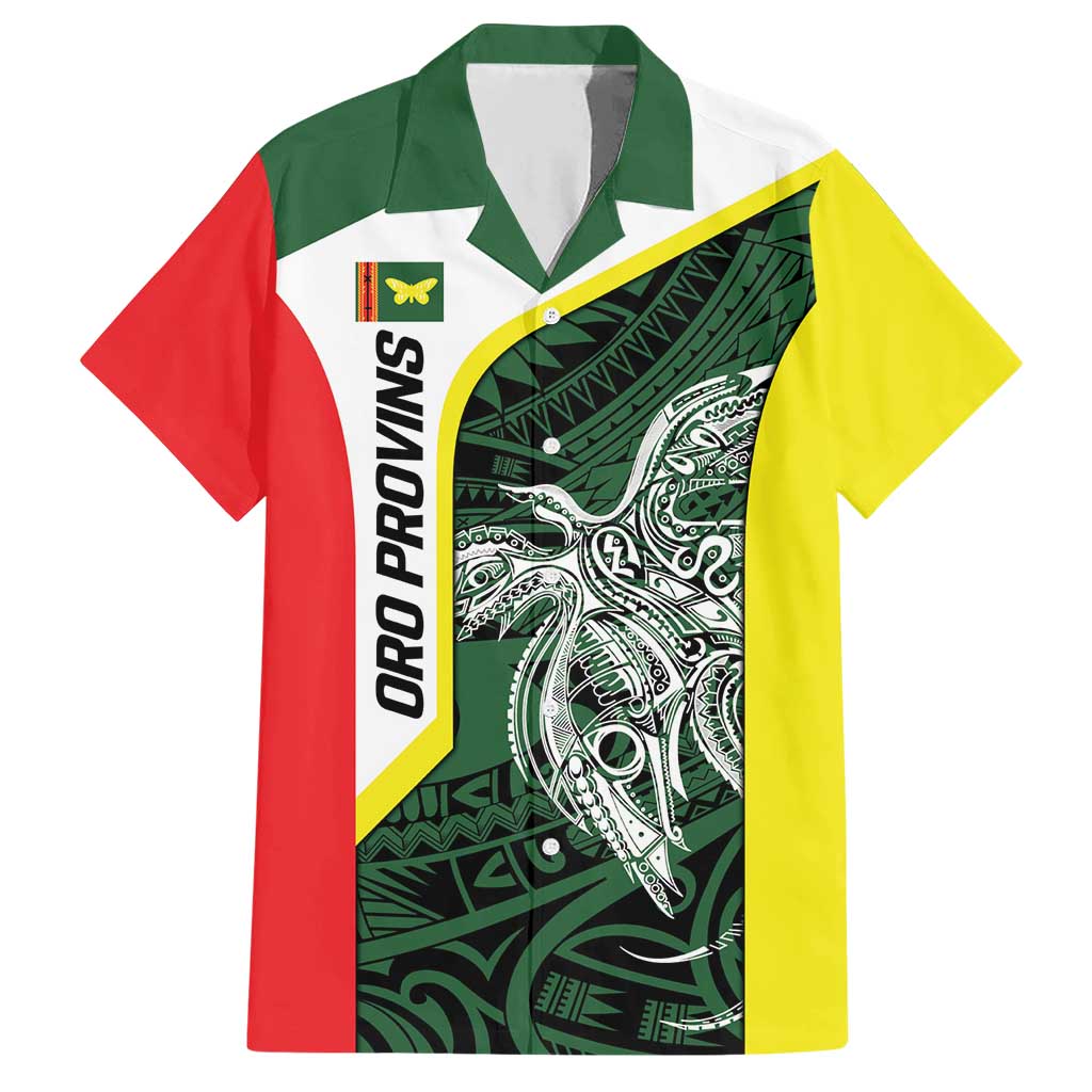 Personalised PNG Oro Province Family Matching Short Sleeve Bodycon Dress and Hawaiian Shirt Bird of Paradise Tattoo Flag Motif LT9 Dad's Shirt - Short Sleeve Green - Polynesian Pride