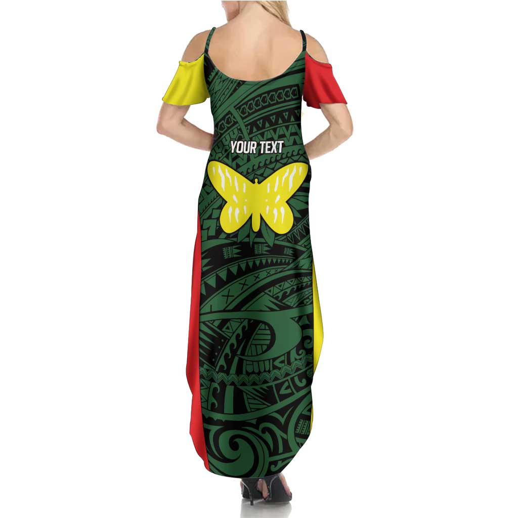 Personalised PNG Oro Province Family Matching Summer Maxi Dress and Hawaiian Shirt Bird of Paradise Tattoo Flag Motif - Polynesian Pride