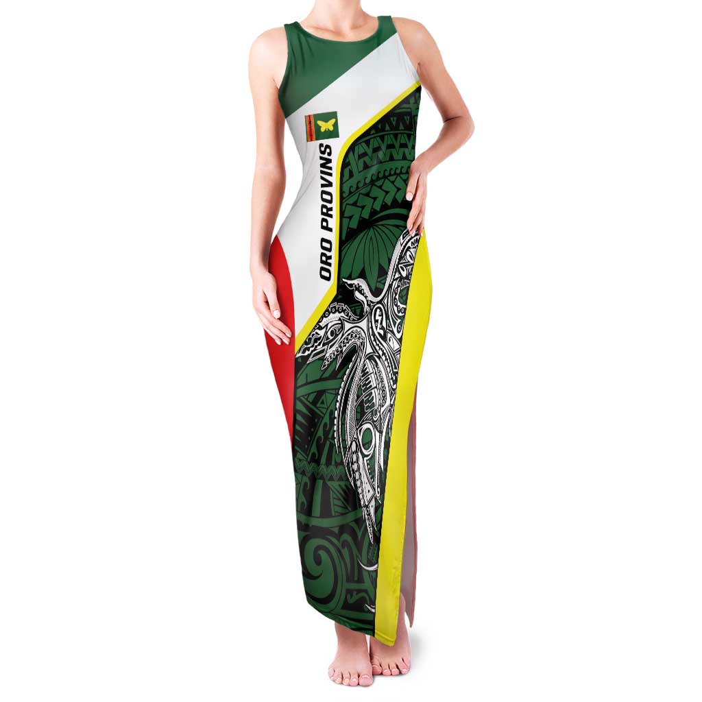 Personalised PNG Oro Province Family Matching Tank Maxi Dress and Hawaiian Shirt Bird of Paradise Tattoo Flag Motif - Polynesian Pride