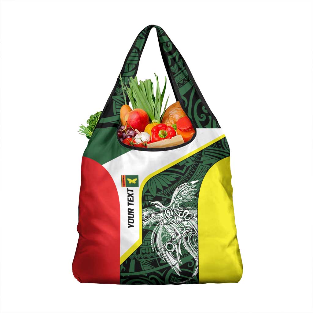 Personalised PNG Oro Province Grocery Bag Bird of Paradise Tattoo Flag Motif - Polynesian Pride