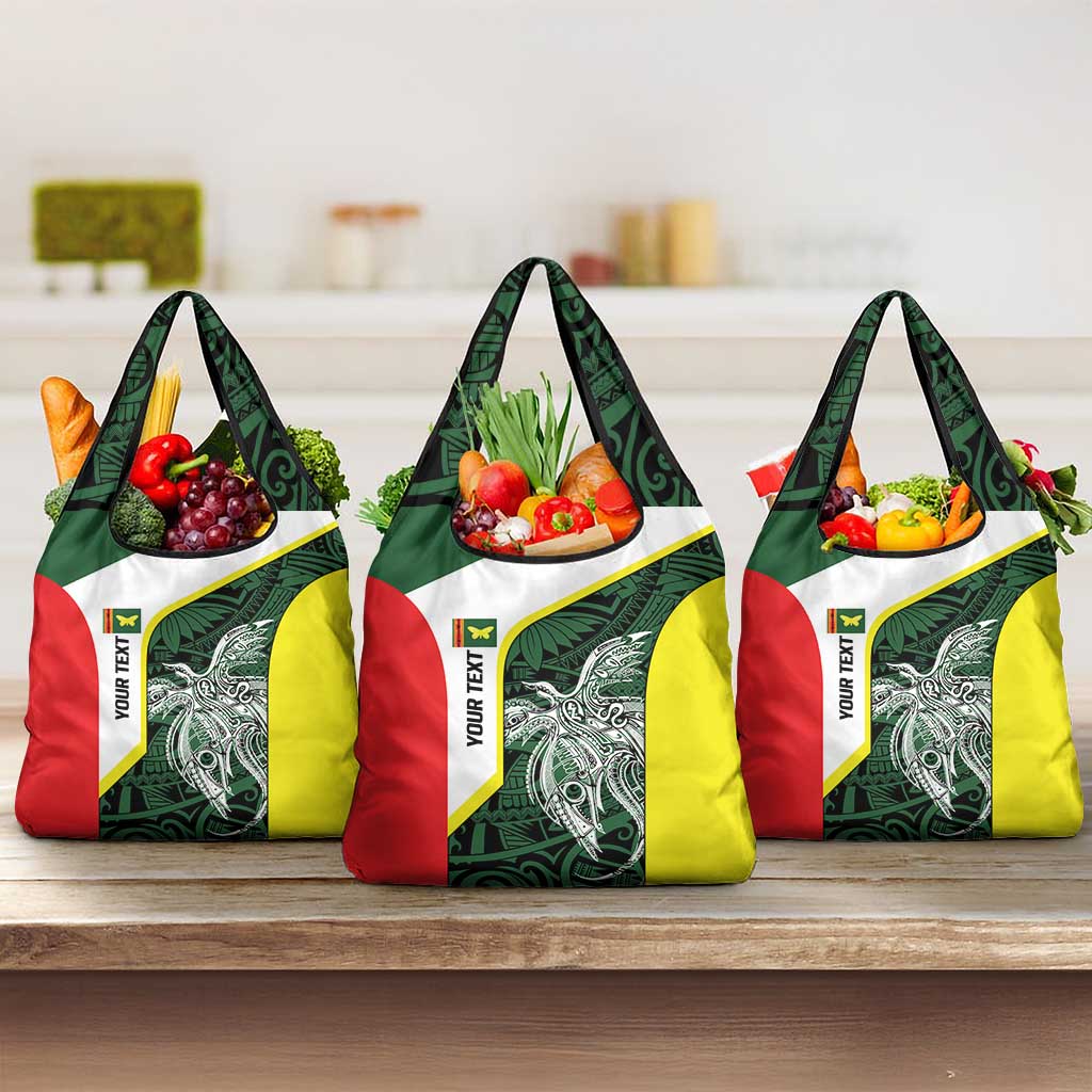 Personalised PNG Oro Province Grocery Bag Bird of Paradise Tattoo Flag Motif - Polynesian Pride
