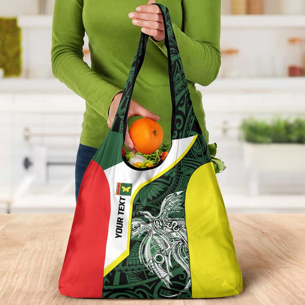 Personalised PNG Oro Province Grocery Bag Bird of Paradise Tattoo Flag Motif - Polynesian Pride