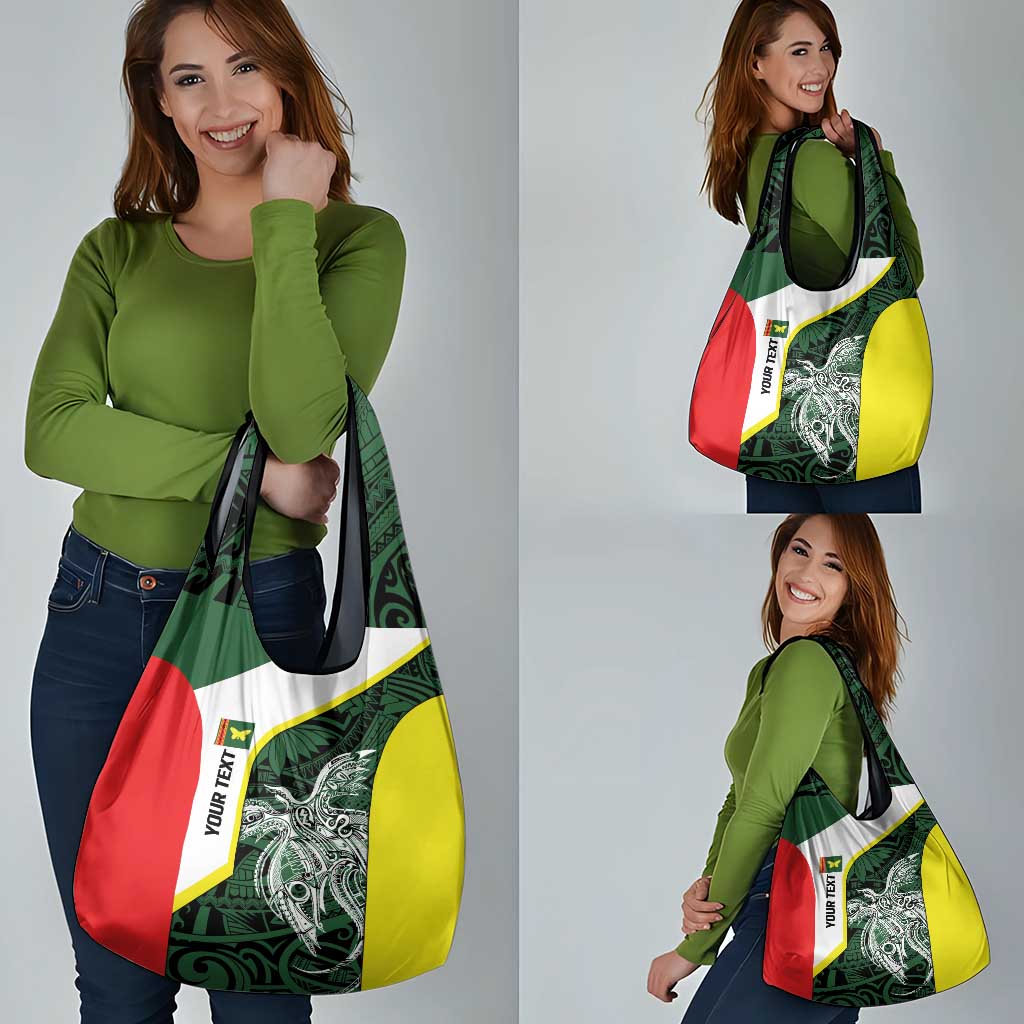 Personalised PNG Oro Province Grocery Bag Bird of Paradise Tattoo Flag Motif - Polynesian Pride