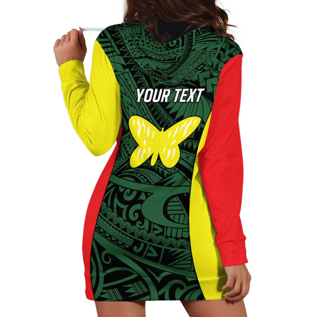 Personalised PNG Oro Province Hoodie Dress Bird of Paradise Tattoo Flag Motif - Polynesian Pride