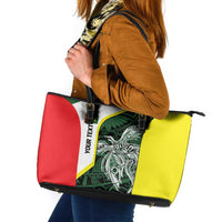 Personalised PNG Oro Province Leather Tote Bag Bird of Paradise Tattoo Flag Motif LT9 Green - Polynesian Pride