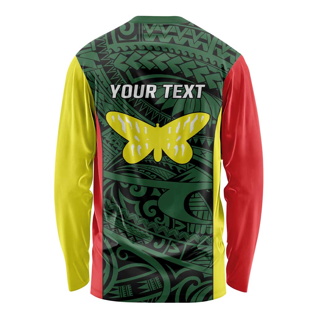 Personalised PNG Oro Province Long Sleeve Shirt Bird of Paradise Tattoo Flag Motif - Polynesian Pride