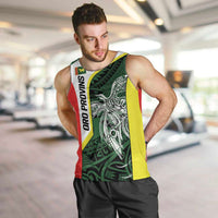 Personalised PNG Oro Province Men Tank Top Bird of Paradise Tattoo Flag Motif LT9 Green - Polynesian Pride