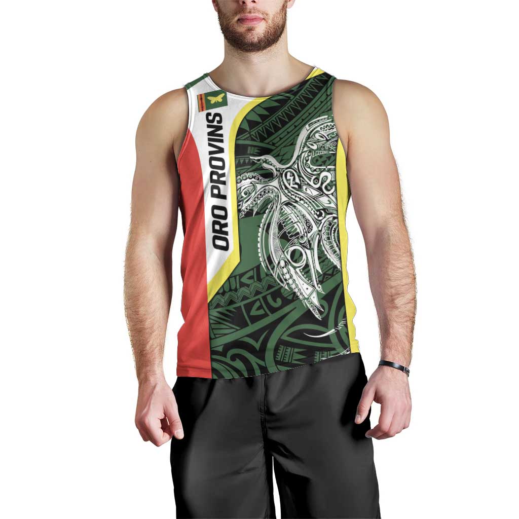 Personalised PNG Oro Province Men Tank Top Bird of Paradise Tattoo Flag Motif LT9 - Polynesian Pride