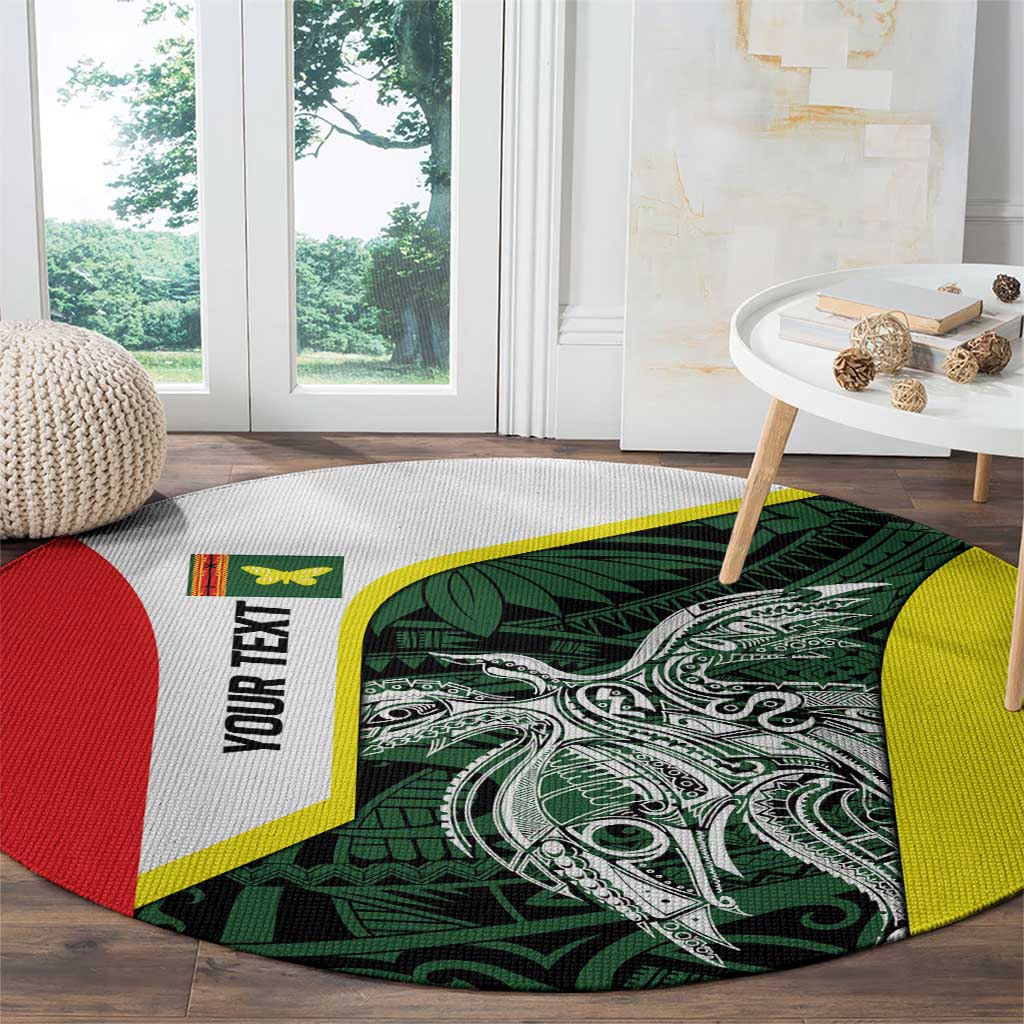 Personalised PNG Oro Province Round Carpet Bird of Paradise Tattoo Flag Motif - Polynesian Pride