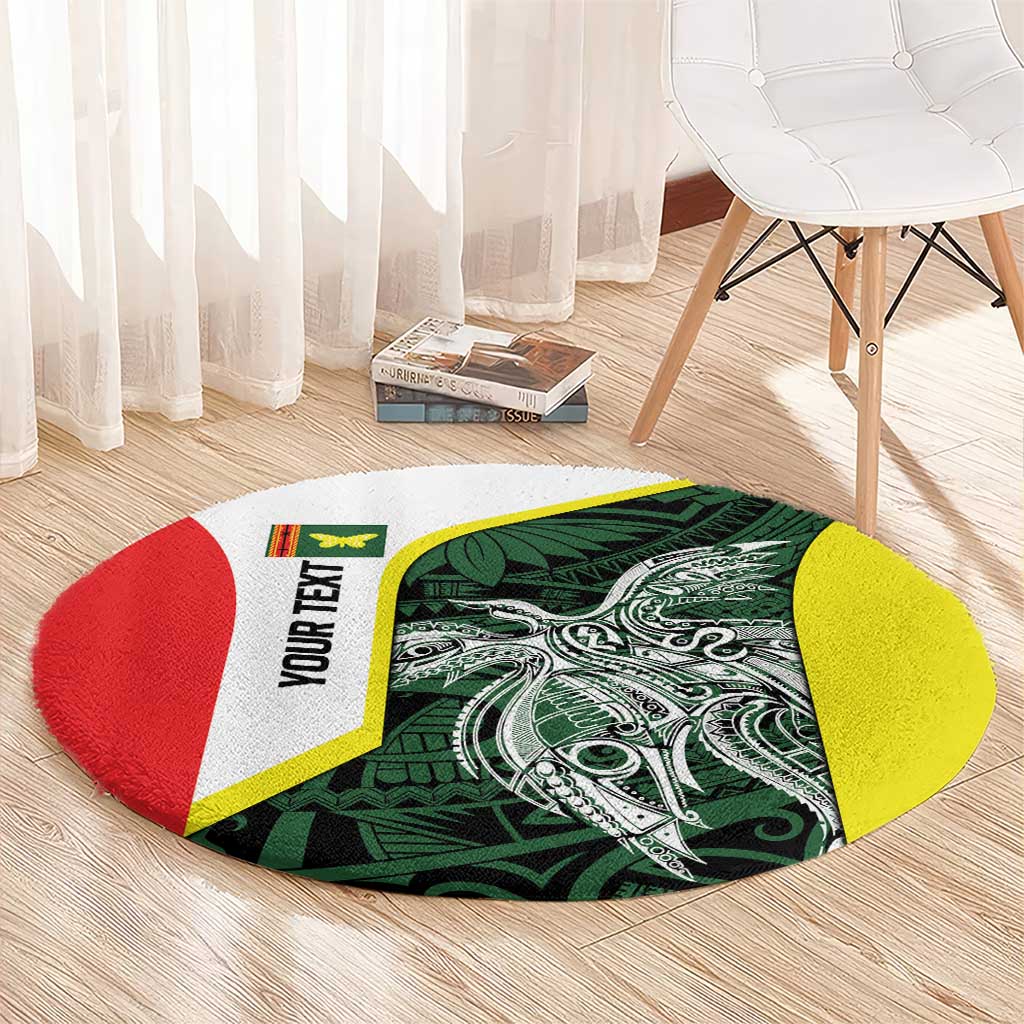 Personalised PNG Oro Province Round Carpet Bird of Paradise Tattoo Flag Motif - Polynesian Pride