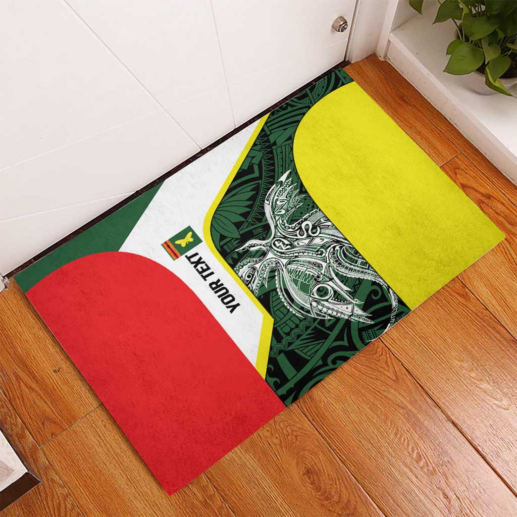 Personalised PNG Oro Province Rubber Doormat Bird of Paradise Tattoo Flag Motif - Polynesian Pride