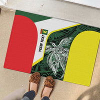 Personalised PNG Oro Province Rubber Doormat Bird of Paradise Tattoo Flag Motif - Polynesian Pride
