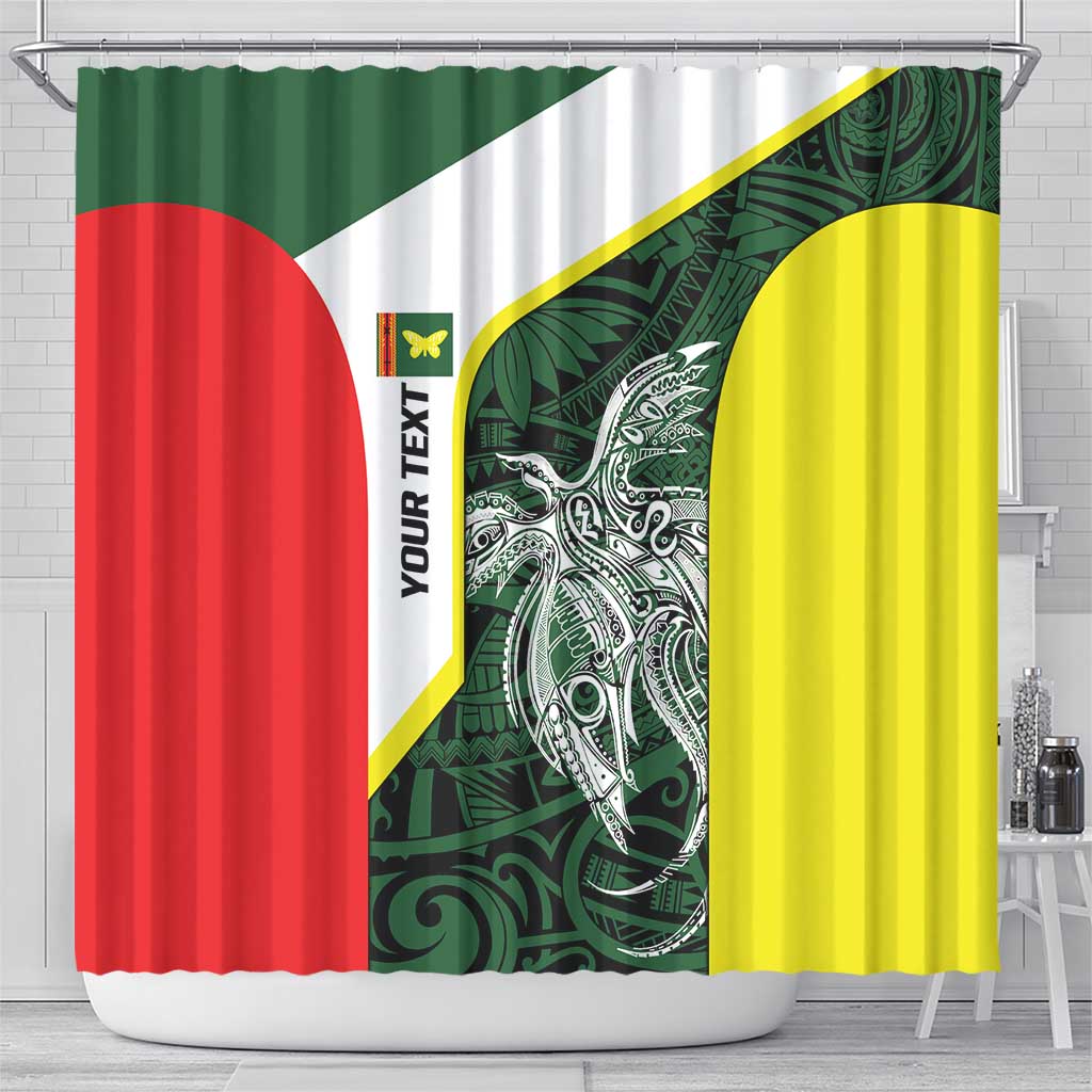 Personalised PNG Oro Province Shower Curtain Bird of Paradise Tattoo Flag Motif - Polynesian Pride