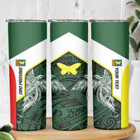 Personalised PNG Oro Province Skinny Tumbler Bird of Paradise Tattoo Flag Motif - Polynesian Pride