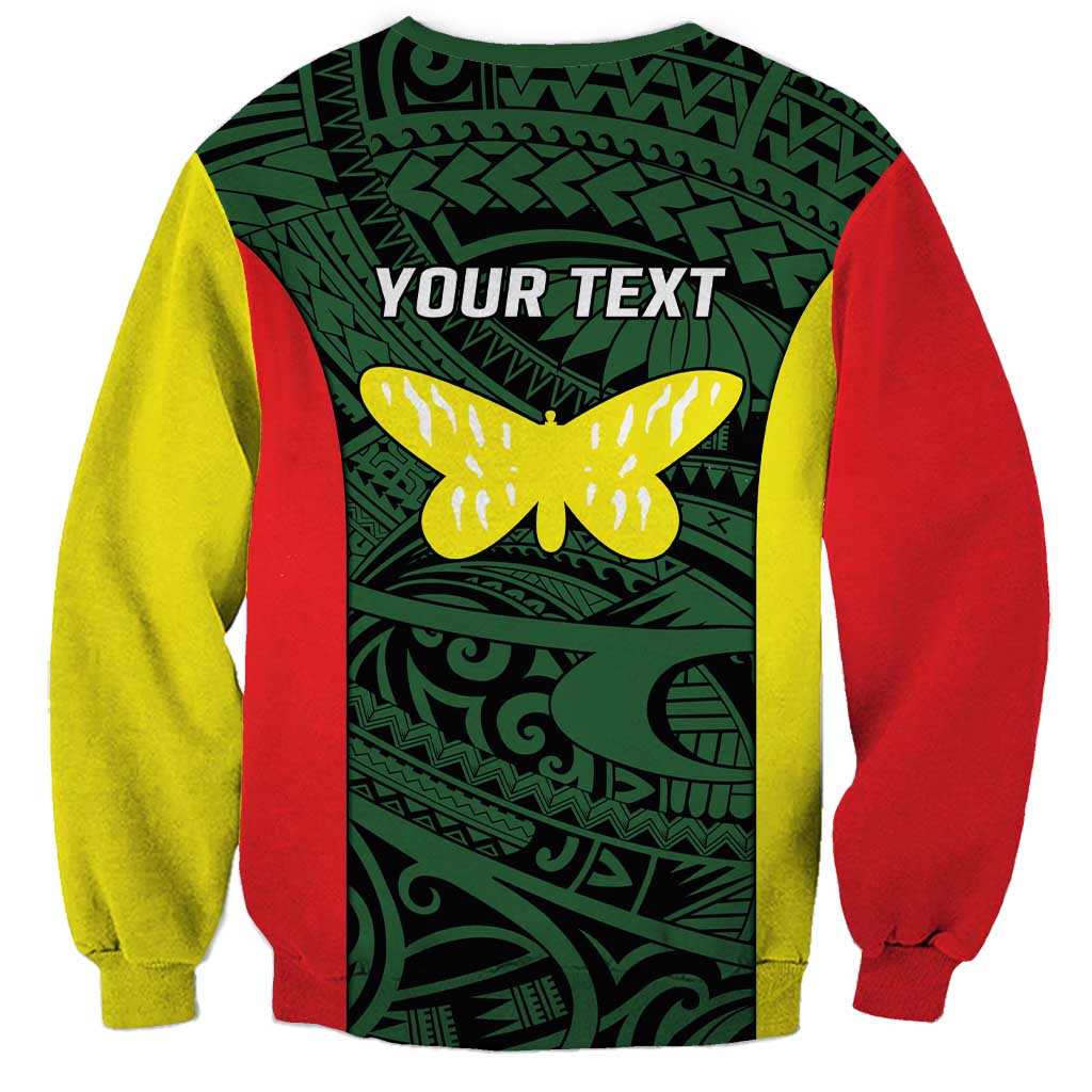 Personalised PNG Oro Province Sweatshirt Bird of Paradise Tattoo Flag Motif - Polynesian Pride
