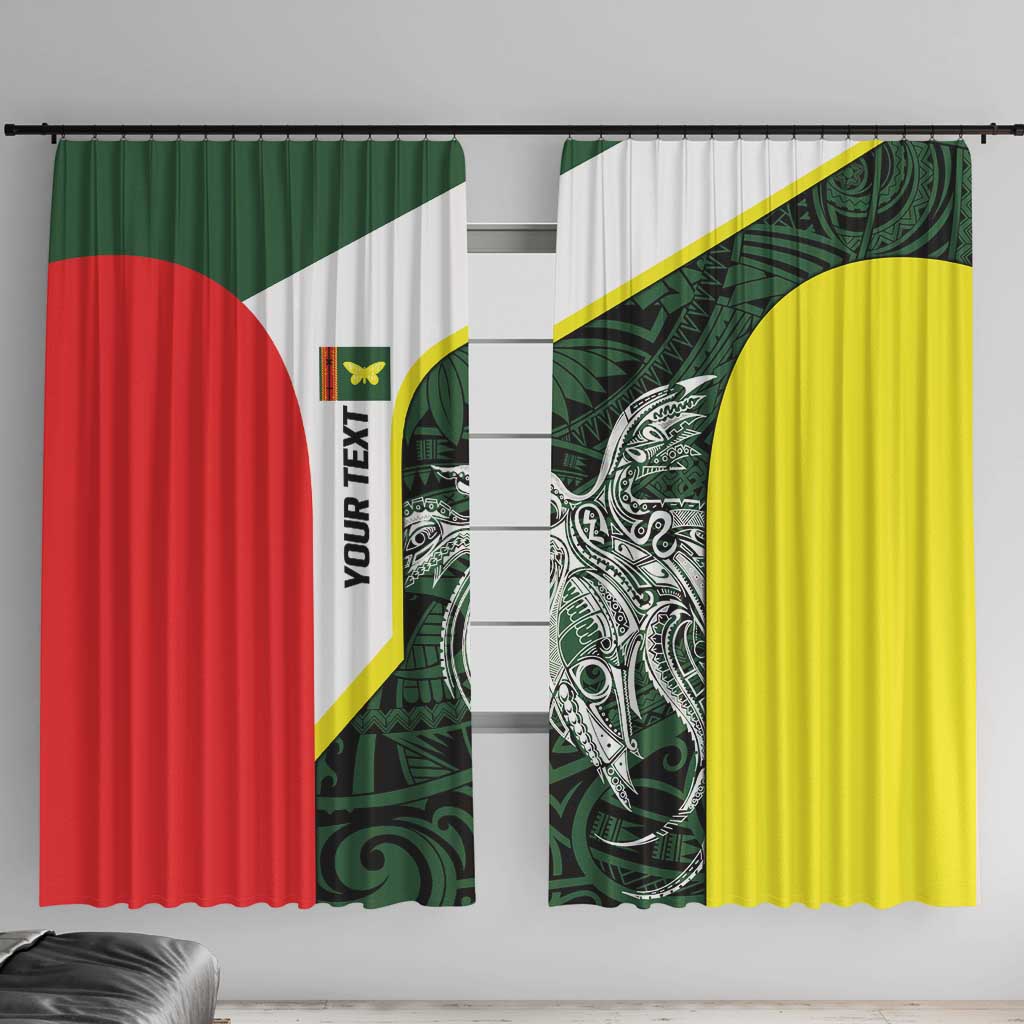 Personalised PNG Oro Province Window Curtain Bird of Paradise Tattoo Flag Motif - Polynesian Pride