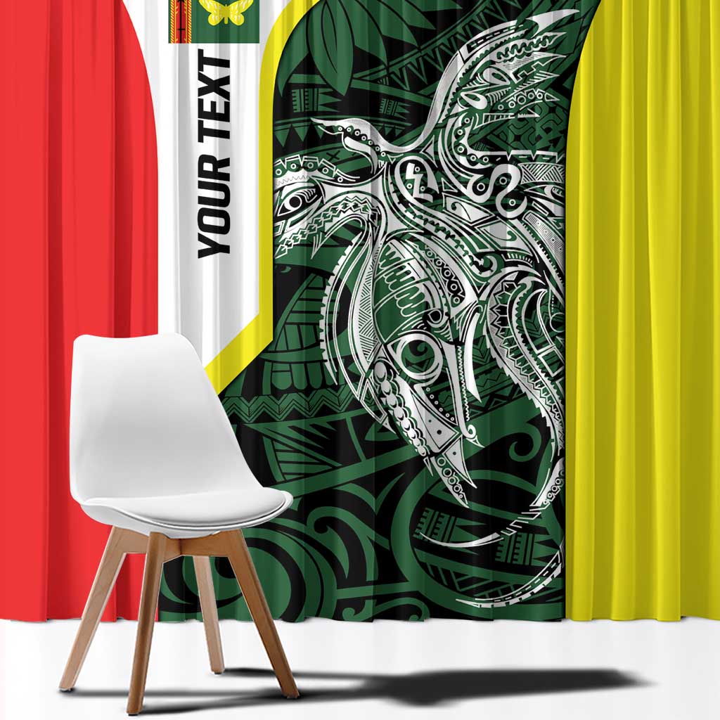 Personalised PNG Oro Province Window Curtain Bird of Paradise Tattoo Flag Motif - Polynesian Pride