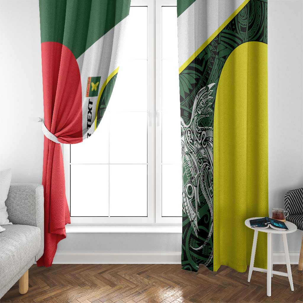 Personalised PNG Oro Province Window Curtain Bird of Paradise Tattoo Flag Motif - Polynesian Pride