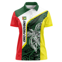 Personalised PNG Oro Province Women Polo Shirt Bird of Paradise Tattoo Flag Motif - Polynesian Pride
