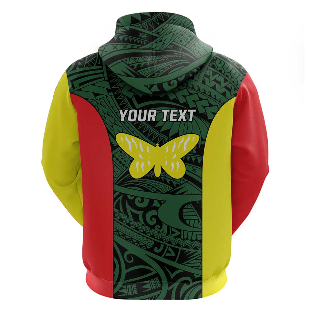 Personalised PNG Oro Province Zip Hoodie Bird of Paradise Tattoo Flag Motif LT9 - Polynesian Pride