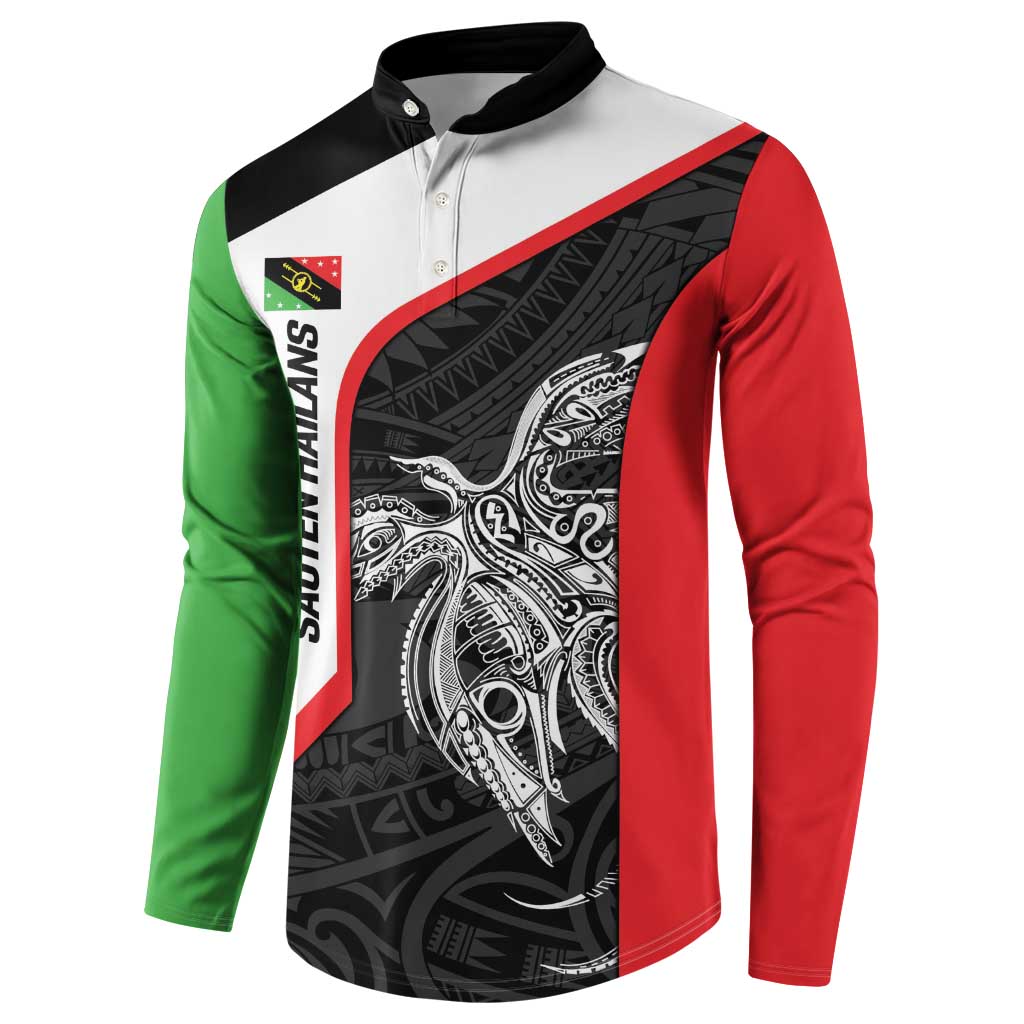 Personalised PNG Southern Highlands Province Button Sweatshirt Bird of Paradise Tattoo Flag Motif - Polynesian Pride