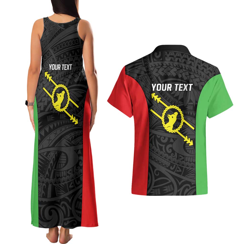 Personalised PNG Southern Highlands Province Couples Matching Tank Maxi Dress and Hawaiian Shirt Bird of Paradise Tattoo Flag Motif - Polynesian Pride