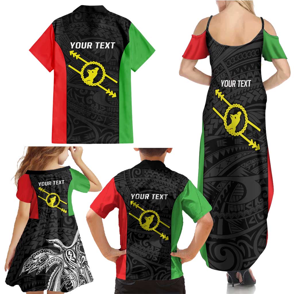 Personalised PNG Southern Highlands Province Family Matching Summer Maxi Dress and Hawaiian Shirt Bird of Paradise Tattoo Flag Motif - Polynesian Pride
