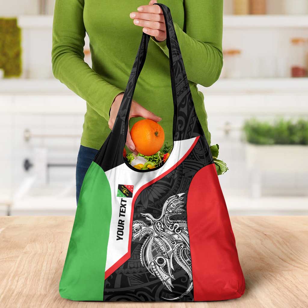 Personalised PNG Southern Highlands Province Grocery Bag Bird of Paradise Tattoo Flag Motif - Polynesian Pride