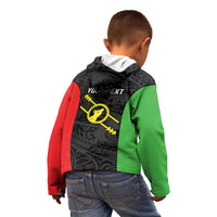 Personalised PNG Southern Highlands Province Kid Hoodie Bird of Paradise Tattoo Flag Motif - Polynesian Pride