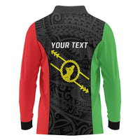 Personalised PNG Southern Highlands Province Long Sleeve Polo Shirt Bird of Paradise Tattoo Flag Motif - Polynesian Pride