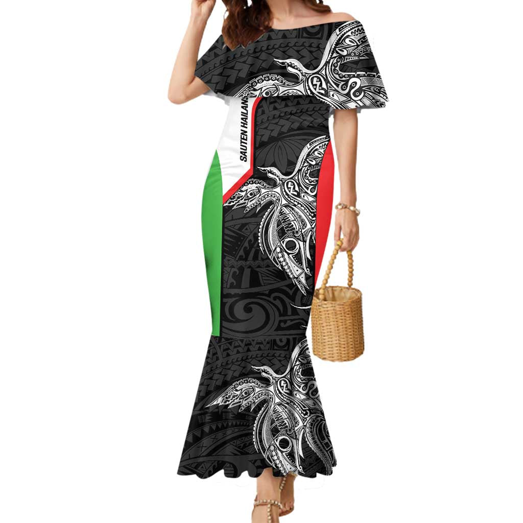 Personalised PNG Southern Highlands Province Mermaid Dress Bird of Paradise Tattoo Flag Motif - Polynesian Pride