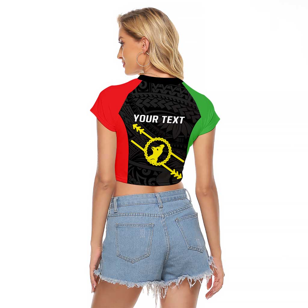 Personalised PNG Southern Highlands Province Raglan Cropped T Shirt Bird of Paradise Tattoo Flag Motif - Polynesian Pride