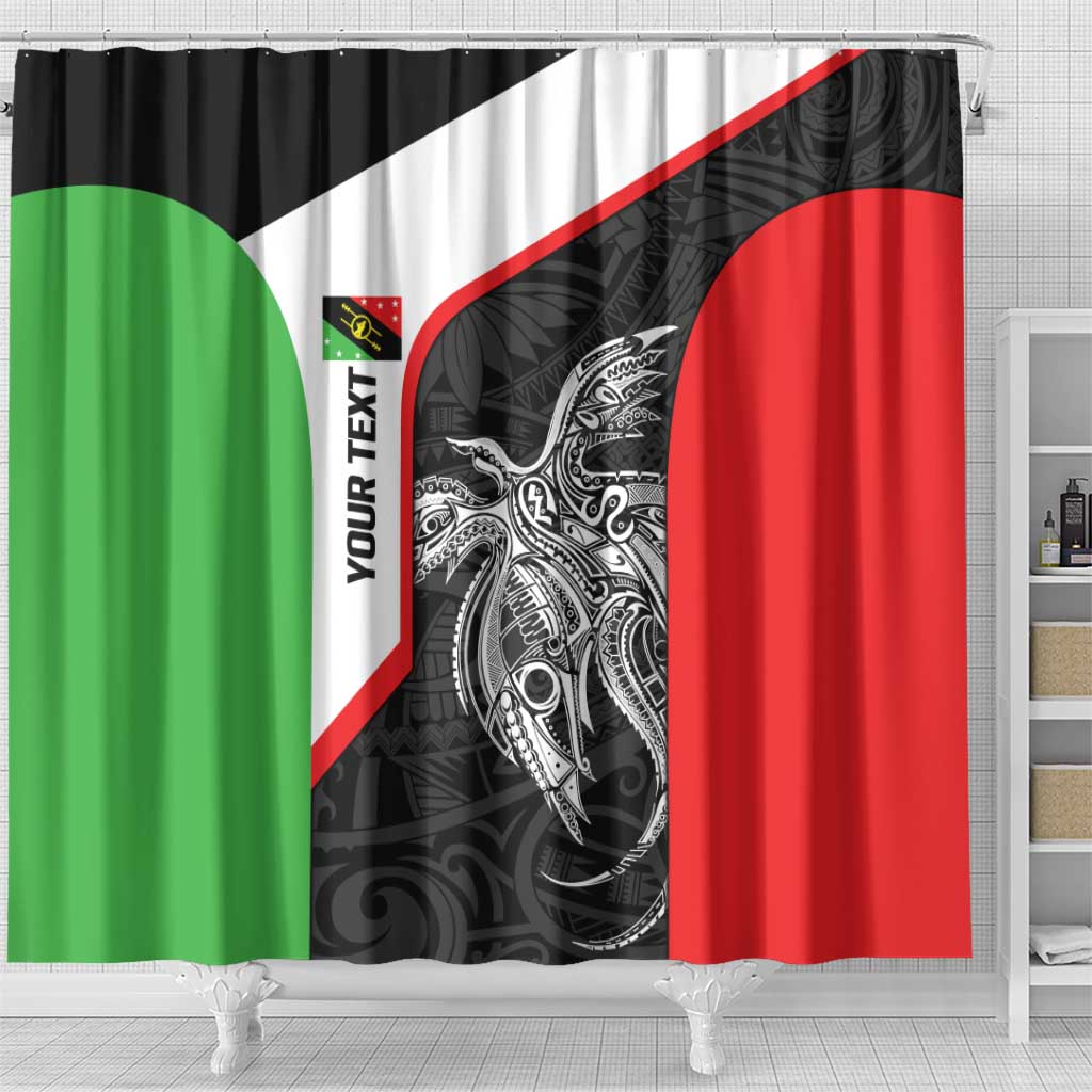Personalised PNG Southern Highlands Province Shower Curtain Bird of Paradise Tattoo Flag Motif - Polynesian Pride