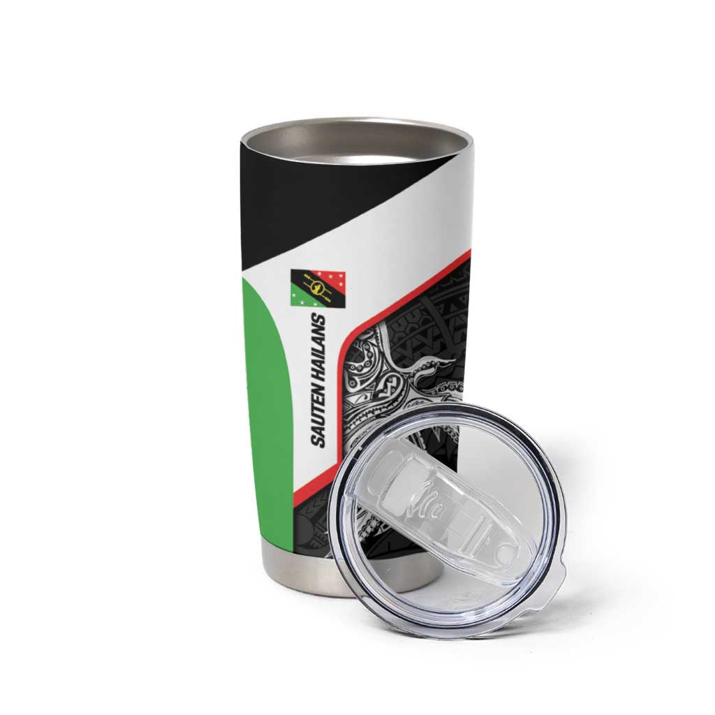 Personalised PNG Southern Highlands Province Tumbler Cup Bird of Paradise Tattoo Flag Motif - Polynesian Pride