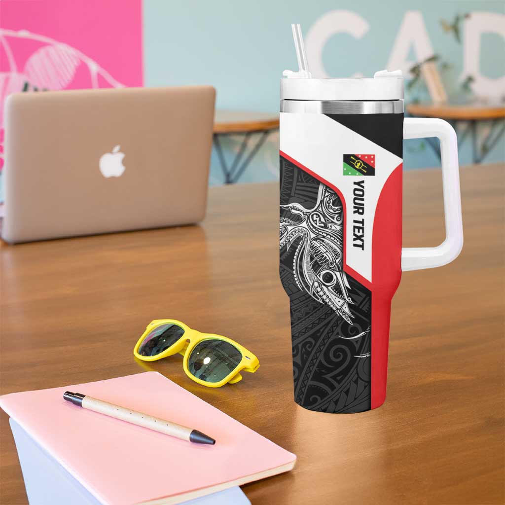 Personalised PNG Southern Highlands Province Tumbler With Handle Bird of Paradise Tattoo Flag Motif - Polynesian Pride