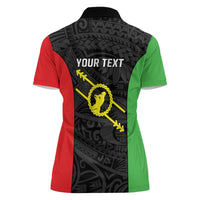 Personalised PNG Southern Highlands Province Women Polo Shirt Bird of Paradise Tattoo Flag Motif - Polynesian Pride