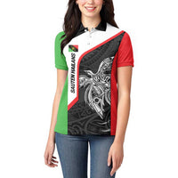Personalised PNG Southern Highlands Province Women Polo Shirt Bird of Paradise Tattoo Flag Motif - Polynesian Pride