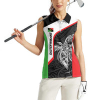 Personalised PNG Southern Highlands Province Women Sleeveless Polo Shirt Bird of Paradise Tattoo Flag Motif - Polynesian Pride