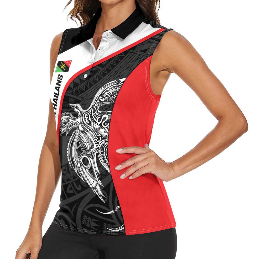 Personalised PNG Southern Highlands Province Women Sleeveless Polo Shirt Bird of Paradise Tattoo Flag Motif - Polynesian Pride