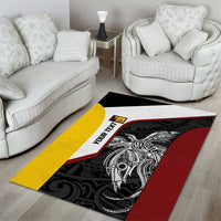 Personalised PNG Western Province Area Rug Bird of Paradise Tattoo Flag Motif - Polynesian Pride