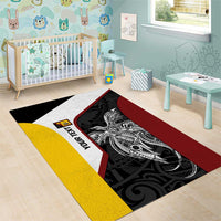 Personalised PNG Western Province Area Rug Bird of Paradise Tattoo Flag Motif - Polynesian Pride