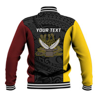 Personalised PNG Western Province Baseball Jacket Bird of Paradise Tattoo Flag Motif - Polynesian Pride