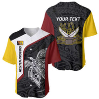 Personalised PNG Western Province Baseball Jersey Bird of Paradise Tattoo Flag Motif LT9 - Polynesian Pride