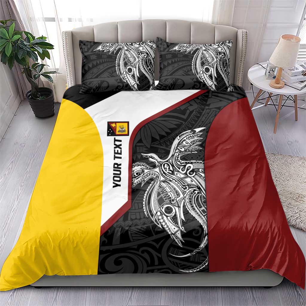 Personalised PNG Western Province Bedding Set Bird of Paradise Tattoo Flag Motif - Polynesian Pride
