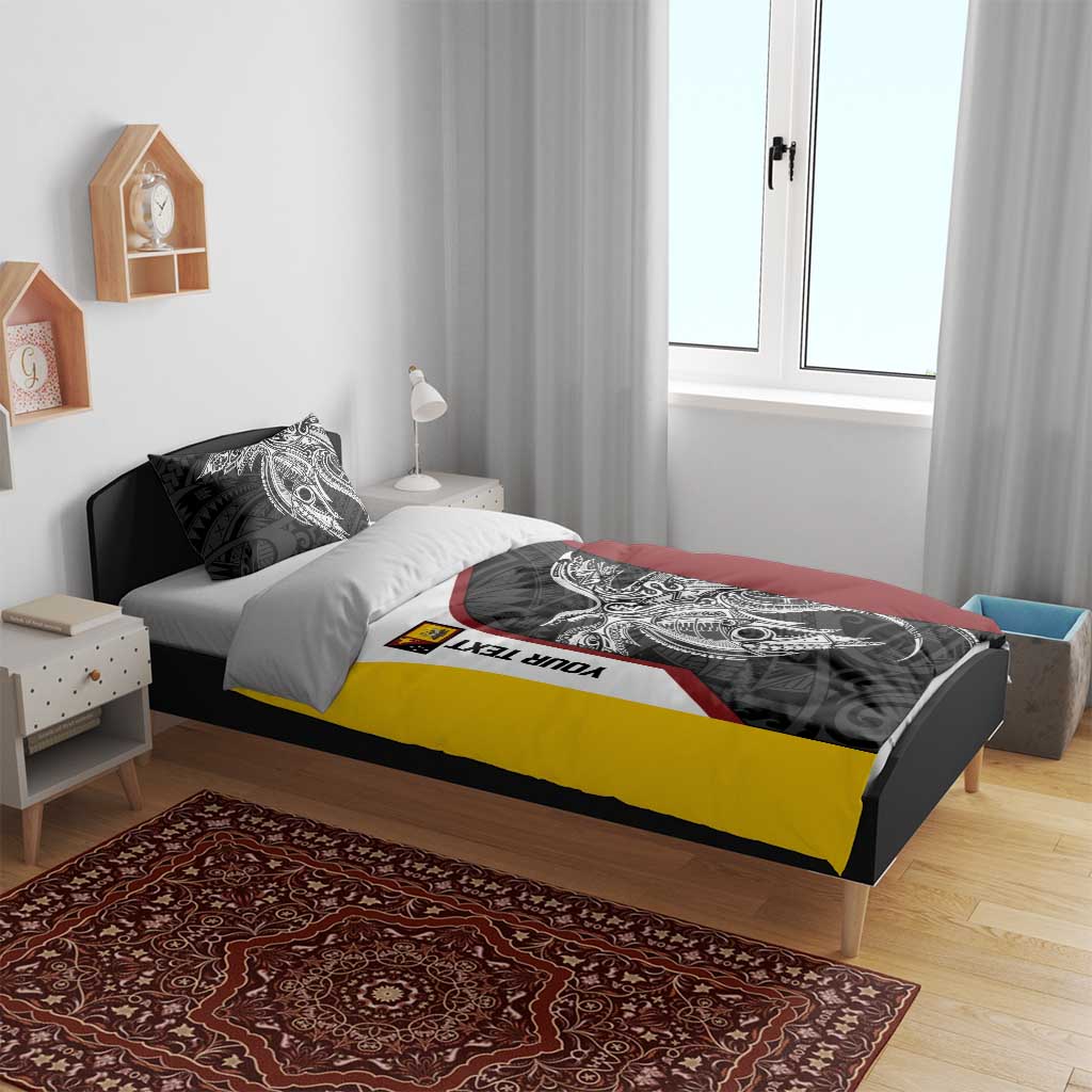 Personalised PNG Western Province Bedding Set Bird of Paradise Tattoo Flag Motif - Polynesian Pride