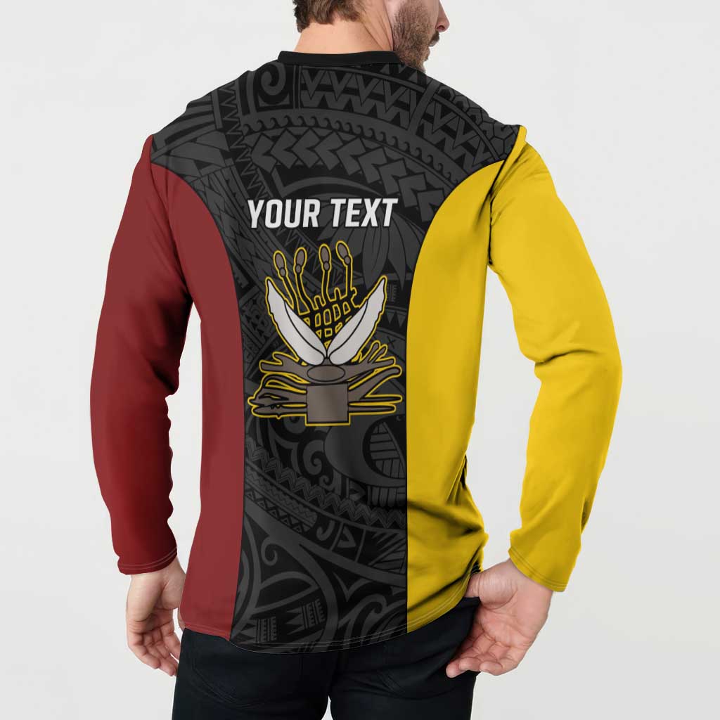 Personalised PNG Western Province Button Sweatshirt Bird of Paradise Tattoo Flag Motif - Polynesian Pride